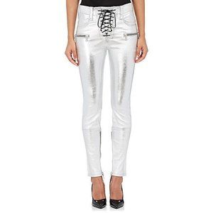 Ben Taverniti Unravel Project Women's Sz. 25 Lace Up Skinny Pants In Silver NWT